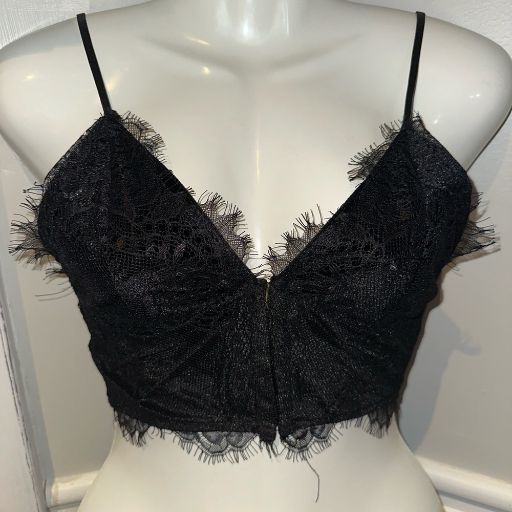 NEW PrettyLittleThing Black Lace Trim Bralette